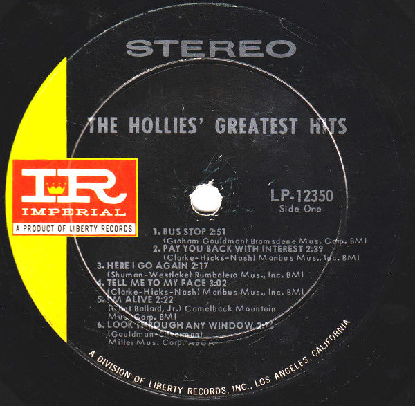 The Hollies : The Hollies' Greatest Hits (LP, Comp, RCA)