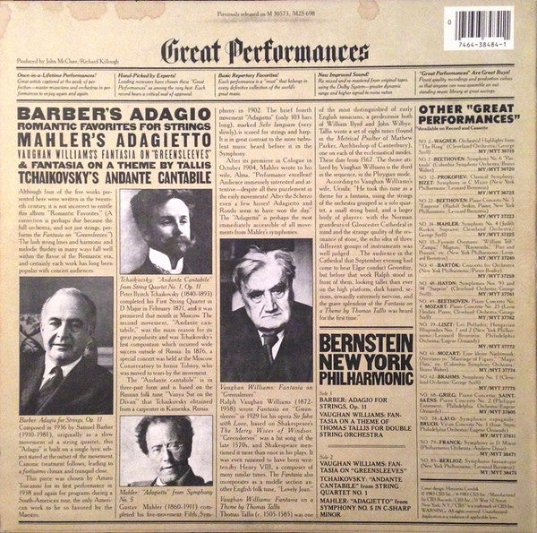 Various / Bernstein*, New York Philharmonic : Romantic Favorites For Strings (LP, Comp, RM)