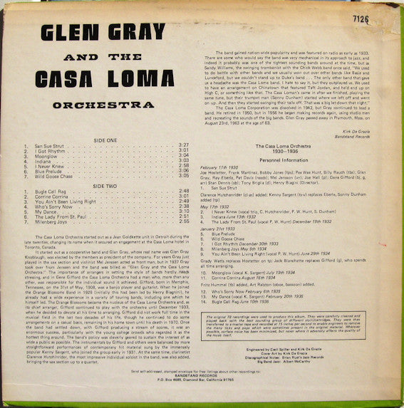 Glen Gray And The Casa Loma Orchestra* : Glen Gray And The Original Casa Loma Orchestra (Original Recordings From 1930 To 1936) (LP, Album, Comp)