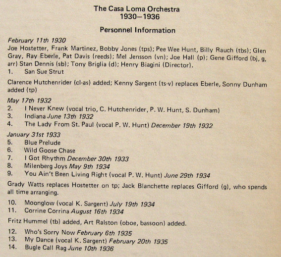 Glen Gray And The Casa Loma Orchestra* : Glen Gray And The Original Casa Loma Orchestra (Original Recordings From 1930 To 1936) (LP, Album, Comp)