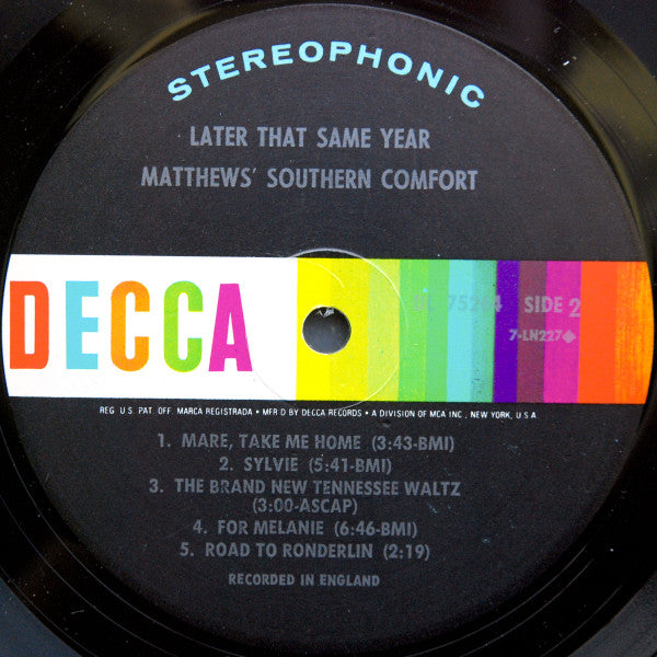 Matthews' Southern Comfort : Later That Same Year (LP, Album, Pin)