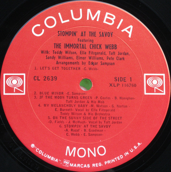 Chick Webb : The Immortal Chick Webb / Stompin' At The Savoy (LP, Comp, Mono)