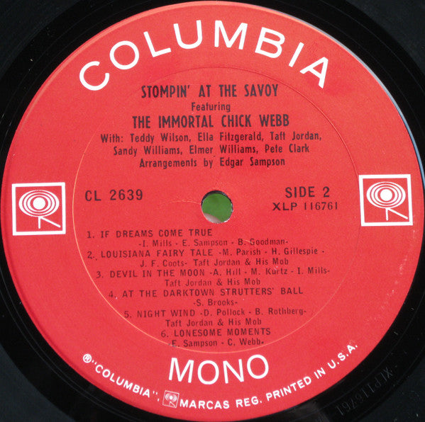 Chick Webb : The Immortal Chick Webb / Stompin' At The Savoy (LP, Comp, Mono)