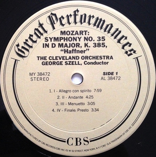 Mozart* / Szell*, Cleveland Orchestra* : Mozart: Symphonies Nos. 35 "Haffner" & 39 (LP, Album, RM)
