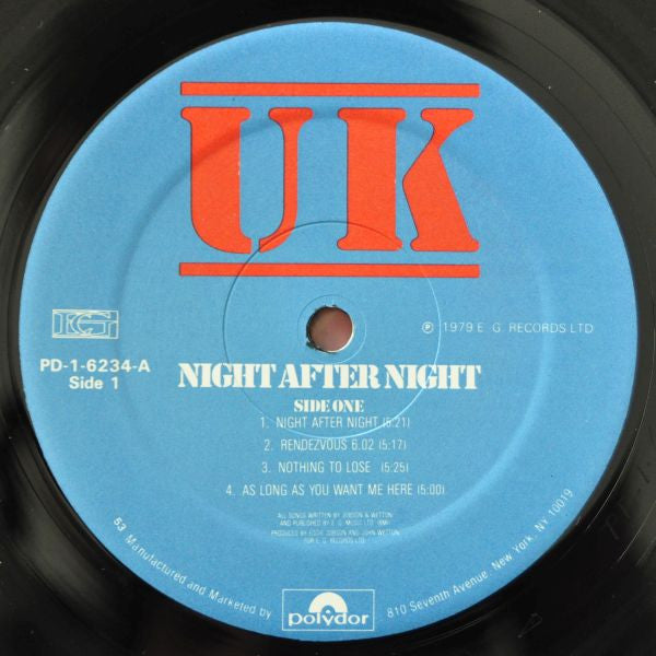 UK (3) : Night After Night (LP, Album, Kee)