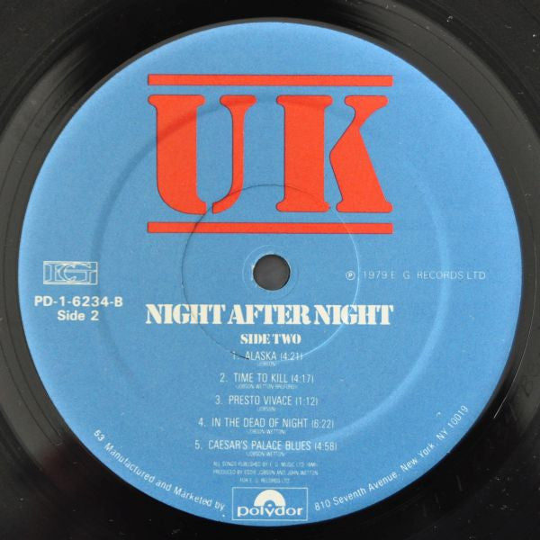 UK (3) : Night After Night (LP, Album, Kee)