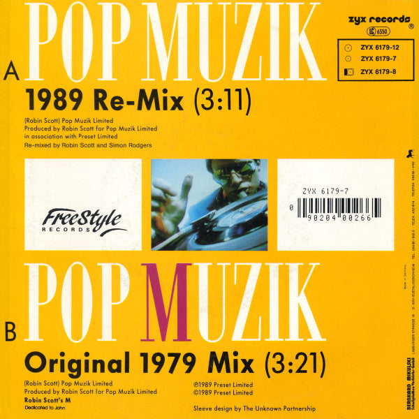 M (2) : Pop Muzik (1989 Re-Mix) (7", Single)