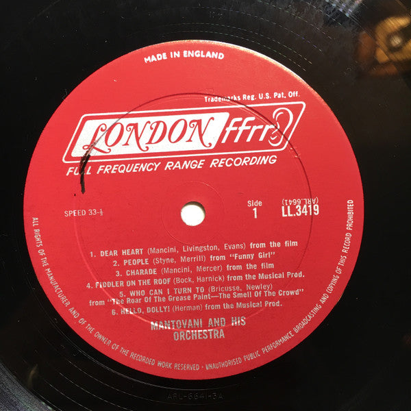 Mantovani And His Orchestra : The Mantovani Sound-Big Hits From Broadway And Hollywood (LP, Mono)