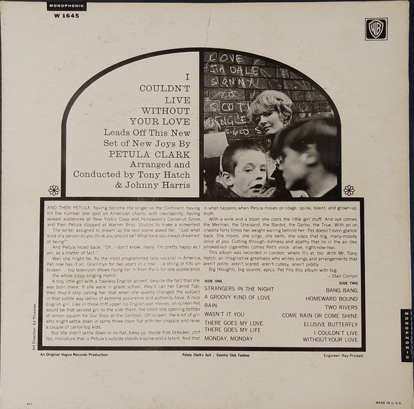 Pet Clark* : I Couldn't Live Without Your Love (LP, Album, Mono, Pit)