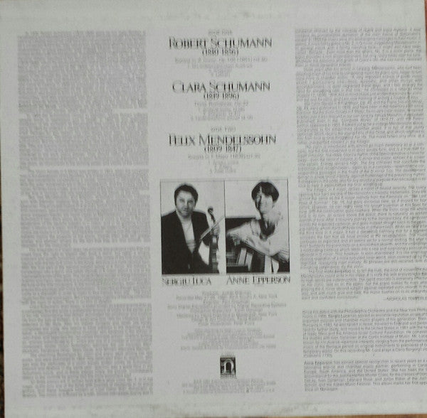 Sergiu Luca, Anne Epperson : Robert Schumann, Sonata In A Minor, Clara Schumann, Three Romances; Mendelssohn, Sonata In F Major (LP)