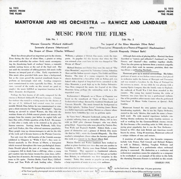 Mantovani And His Orchestra With Rawicz & Landauer : Music From The Films (LP, Album)