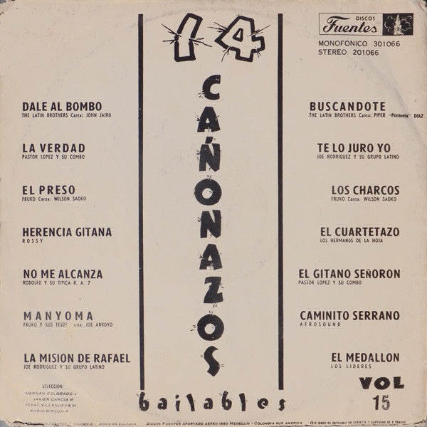 Various : 14 Cañonazos Bailables Vol 15 (LP, Comp)