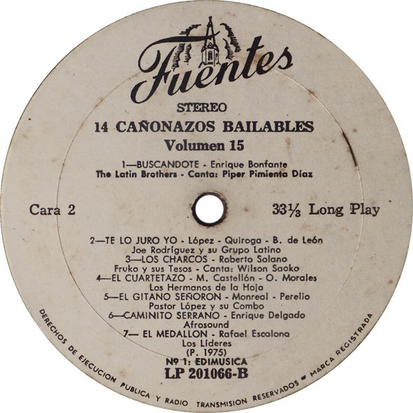 Various : 14 Cañonazos Bailables Vol 15 (LP, Comp)