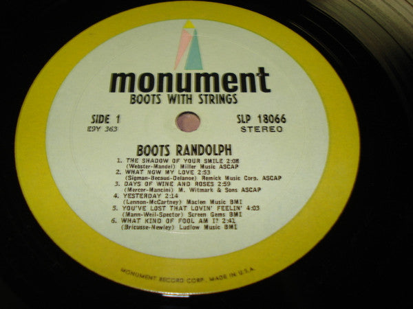 Boots Randolph : Boots With Strings (LP, Album)