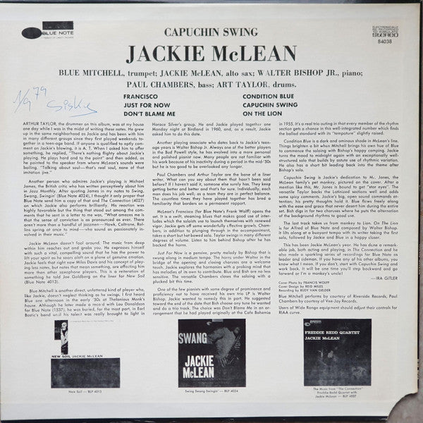 Jackie McLean : Capuchin Swing (LP, Album, RE)