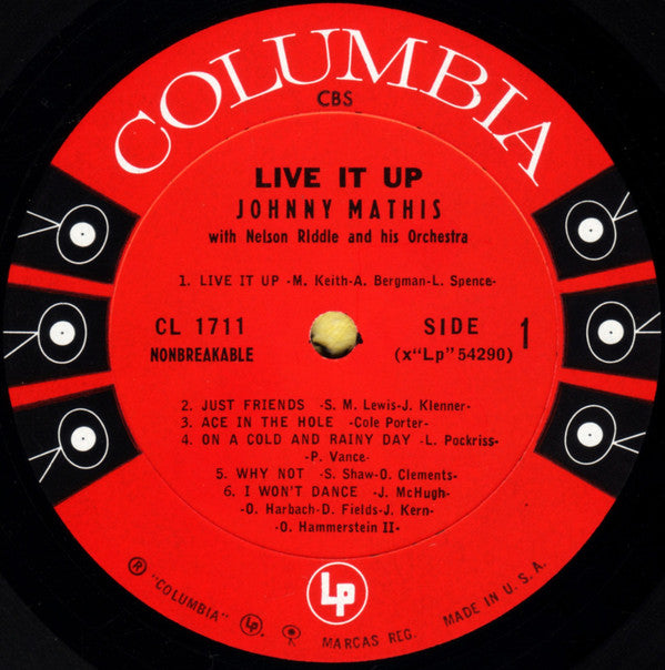 Johnny Mathis : Live It Up! (LP, Album, Mono, Pit)