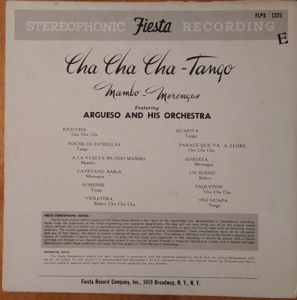 Argueso And His Orchestra : Cha Cha Cha Tango Mambo Merengue (LP)
