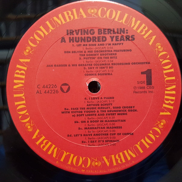 Various : Irving Berlin: A Hundred Years (2xLP, Comp, Mono)