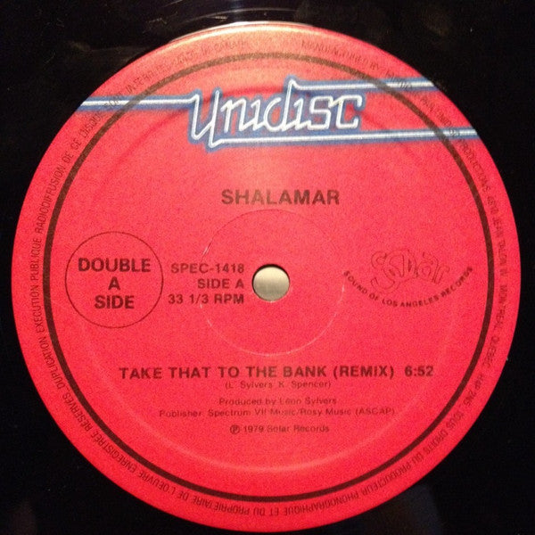 Shalamar : Take That To The Bank (Remix) / Right In The Socket / There It Is (12", RE, Red)