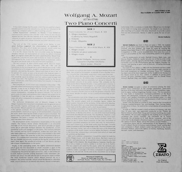 Wolfgang A. Mozart*, Michel Dalberto, Lausanne Chamber Orchestra*, Armin Jordan : Piano Concerti Nos. 18 And 25 (LP, RP)