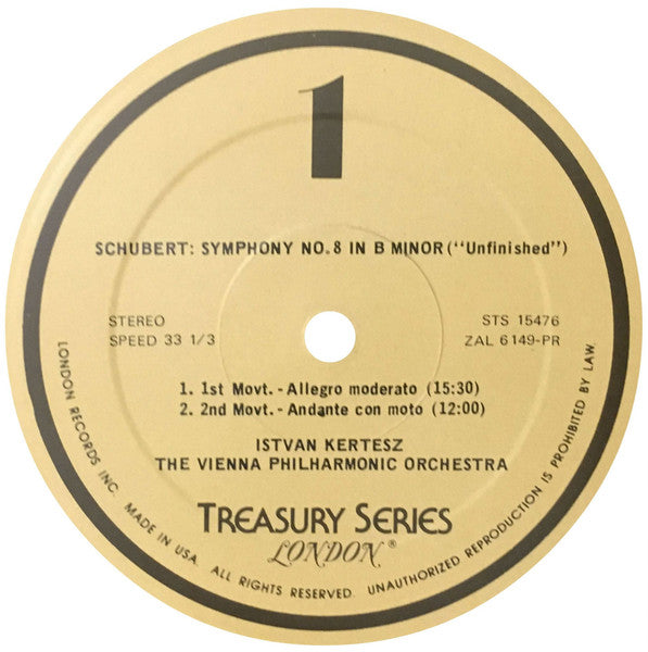 Schubert* - Kertesz*, The Vienna Philharmonic* : Symphony No. 8 "Unfinished" / Overtures: Des Teufels Lustschloss, In The Italian Style, Fierrabras (LP, Album, RE)