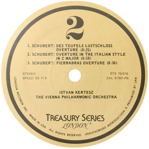 Schubert* - Kertesz*, The Vienna Philharmonic* : Symphony No. 8 "Unfinished" / Overtures: Des Teufels Lustschloss, In The Italian Style, Fierrabras (LP, Album, RE)