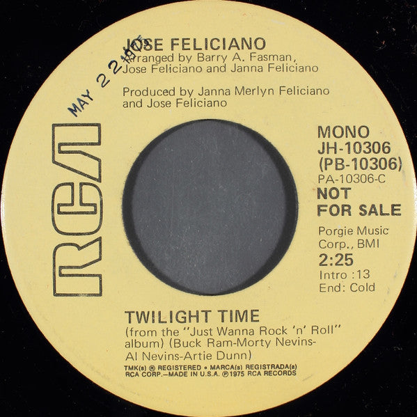 Jose Feliciano* : Twilight Time (7", Mono, Promo)