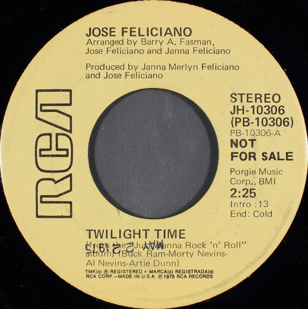 Jose Feliciano* : Twilight Time (7", Mono, Promo)
