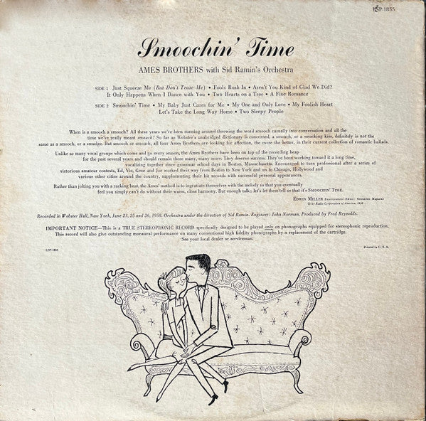 Ames Brothers* With Sid Ramin's Orchestra* : Smoochin' Time (LP, Album)