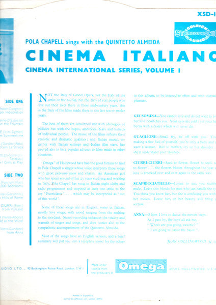 Pola Chapell, Quintetto Almeida : Cinema Italiano  (LP)