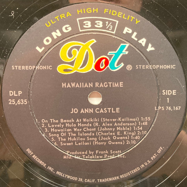 Jo Ann Castle : Hawaiian Ragtime (LP, Album)