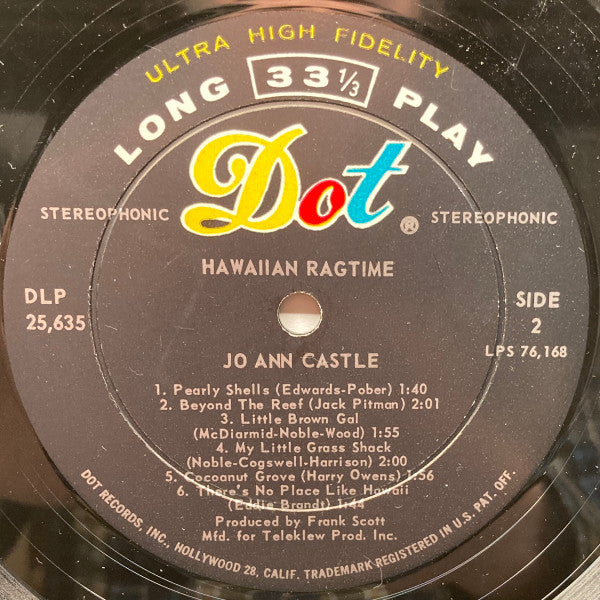 Jo Ann Castle : Hawaiian Ragtime (LP, Album)