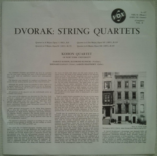Dvořák*, Kohon Quartet Of New York University* : Chamber Music Vol. II (Complete) (3xLP + Box)