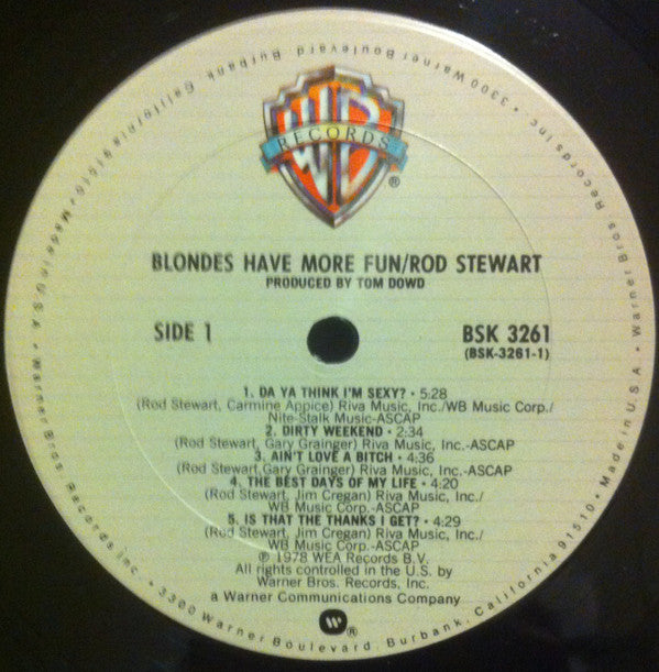 Rod Stewart : Blondes Have More Fun (LP, Album, Club, CRC)