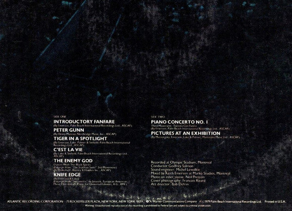 Emerson, Lake & Palmer : In Concert (LP, Album, Spe)