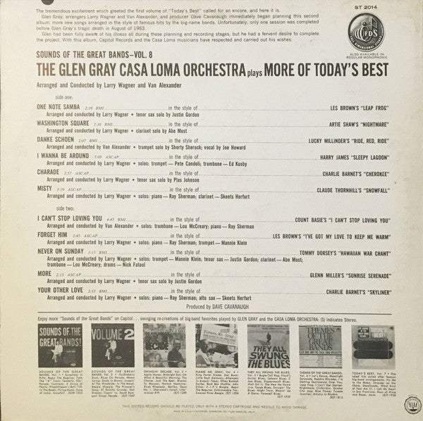 The Glen Gray Casa Loma Orchestra* : Sounds Of The Great Bands Volume 8 More Of Today's Best (LP, Album)