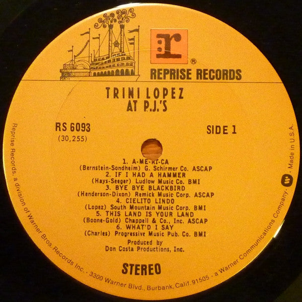 Trini Lopez : Trini Lopez At PJ's (LP, Album, RE)