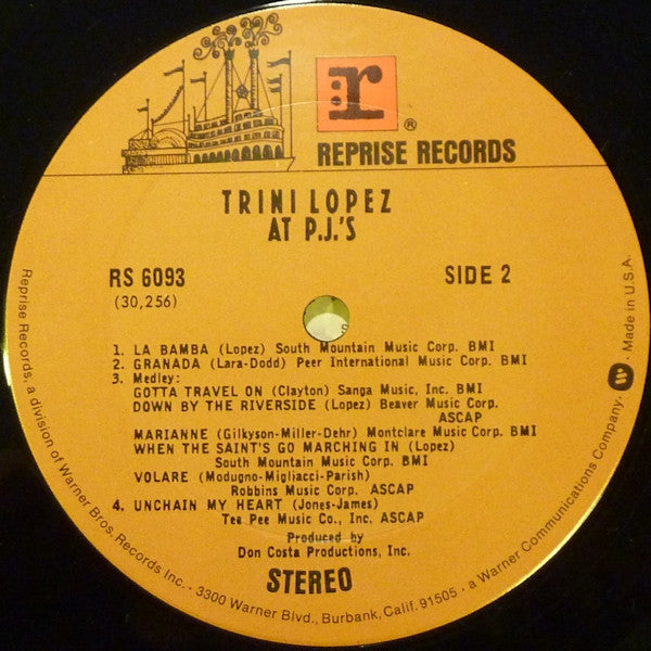 Trini Lopez : Trini Lopez At PJ's (LP, Album, RE)
