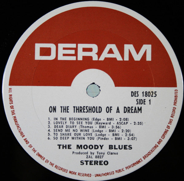 The Moody Blues : On The Threshold Of A Dream (LP, Album, Ter)