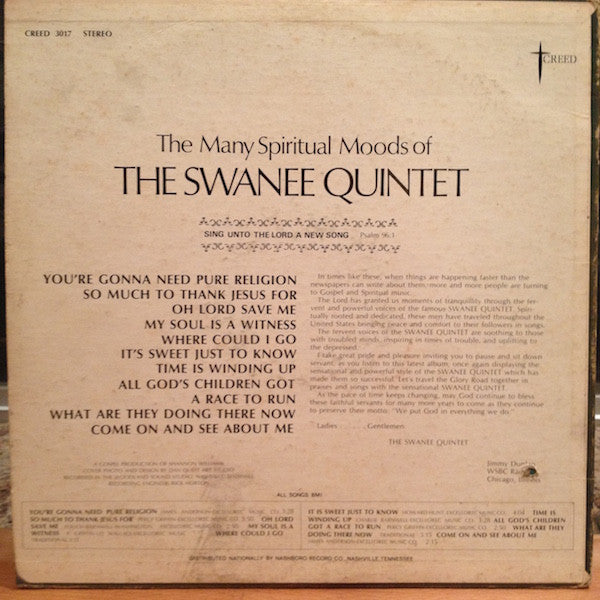 The Swanee Quintet : The Many Spiritual Moods  (LP, Album)