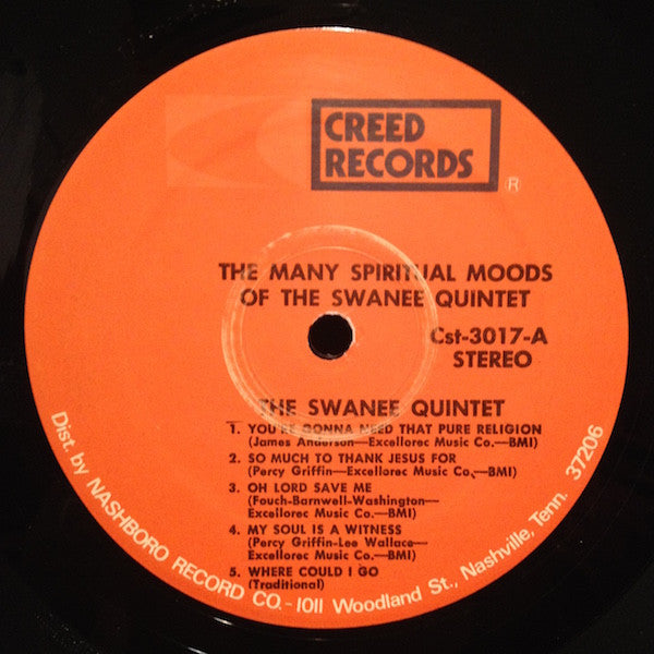 The Swanee Quintet : The Many Spiritual Moods  (LP, Album)