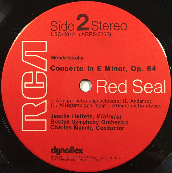 Heifetz* - Tchaikovsky* / Mendelssohn* - Reiner* / Chicago Symphony*, Munch* / Boston Symphony* :  Tchaikovsky Concerto / Mendelssohn Concerto (Matchless Performances Of Two Favorite Romantic Masterpieces) (LP, Comp)