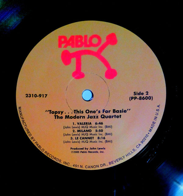 The Modern Jazz Quartet : "Topsy" This One's For Basie (LP)
