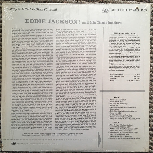 Eddie Jackson And His Dixielanders : Eddie Jackson! (LP, Album, Mono)