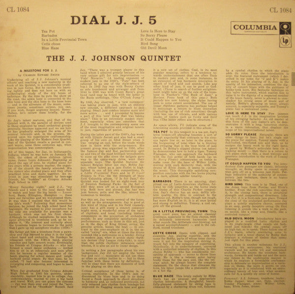 The J. J. Johnson Quintet* : Dial J. J. 5 (LP, Album, Mono)