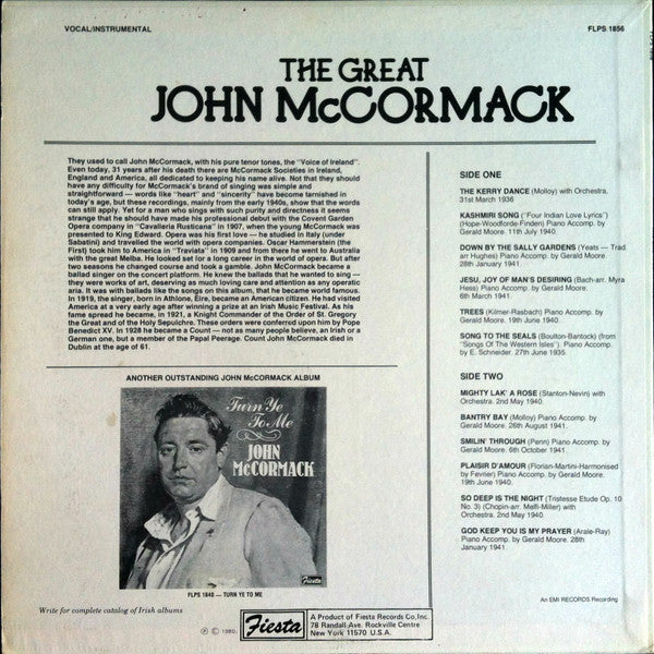 John McCormack (2) : The Great John McCormack (LP, Comp, RE)
