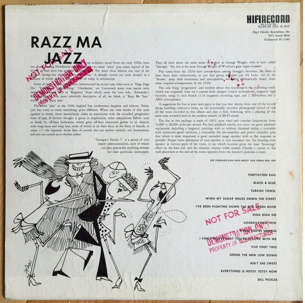 Georgie's Varsity Five* : Jazz'n Razz Ma Tazz (LP, Album, RE)