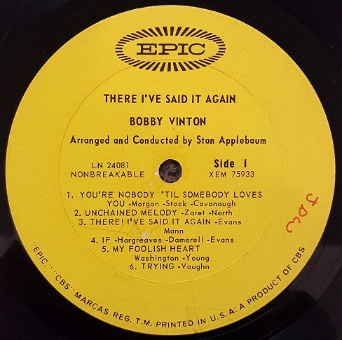 Bobby Vinton : There! I've Said It Again (LP, Album, Mono, Pit)