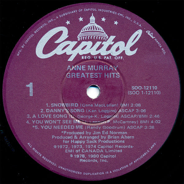 Anne Murray : Anne Murray's Greatest Hits (LP, Comp, Win)