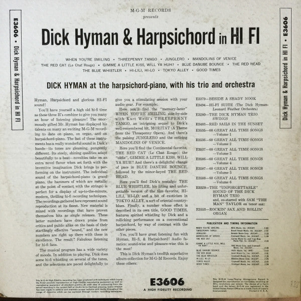 Dick Hyman : Dick Hyman & Harpsichord In HI-FI (LP, Album, Mono)